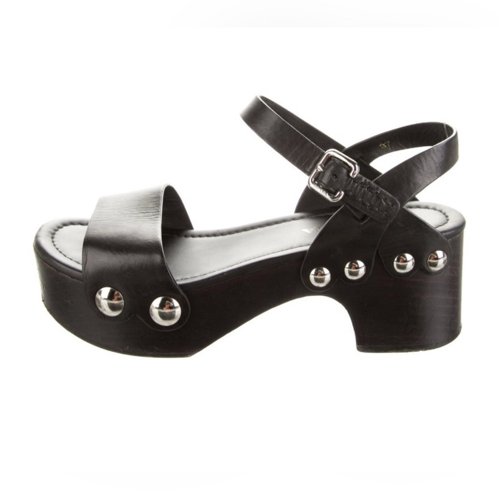 Prada Black Platform Sandals with Chunky Heel and Ankle Strap